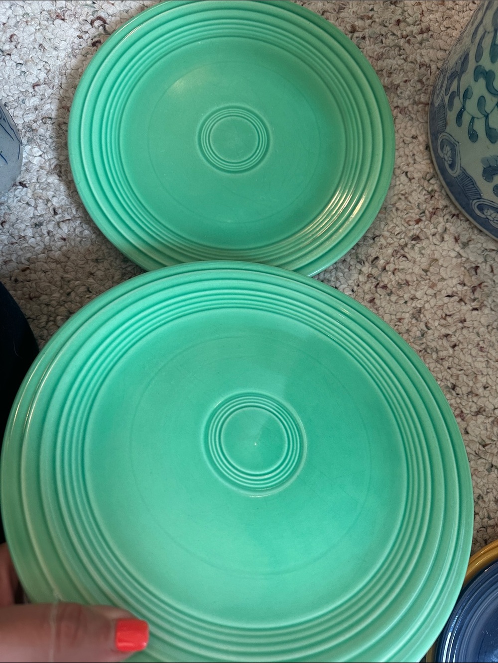 2 Vintage Original Fiesta Green Luncheon Plates 9.5"